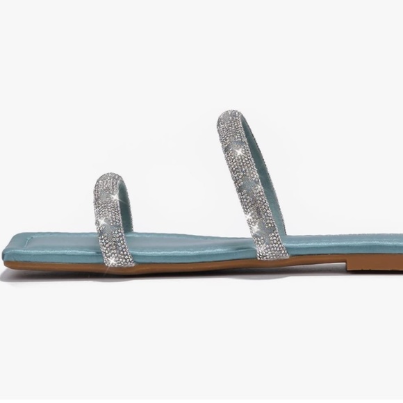 Teal rhinestoned strap sandal - Picture 6 of 6